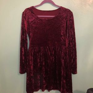 handmade red velvet dress